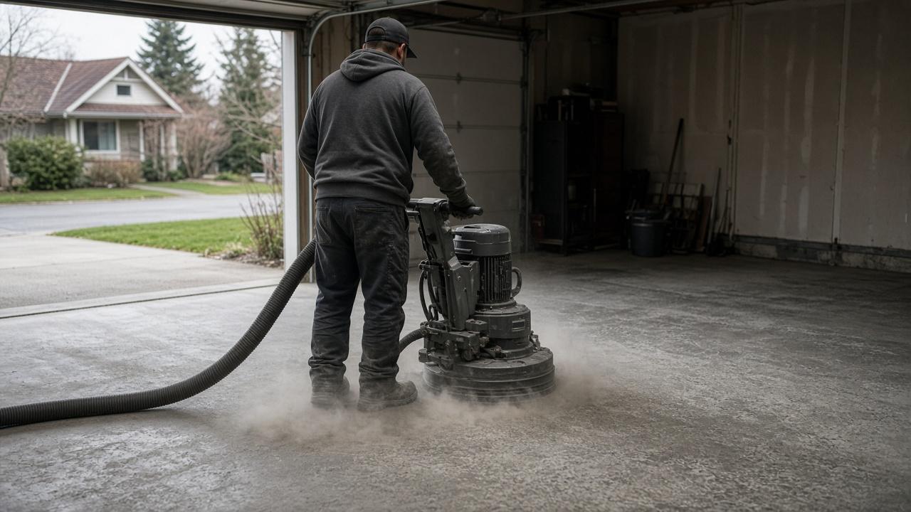 Epoxy flooring installation step 1 Kelowna